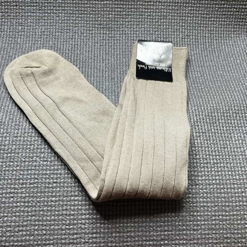 Kilburne‎ And Finch Dress Socks Mens One Size Tan Knit Stretch NEW